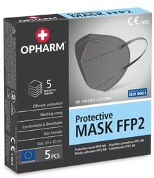 OPHARM Maska Ochronna FFP2 szara, 5szt.