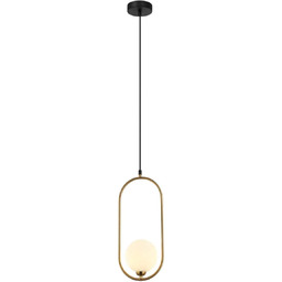 Lampa wisząca metalowa brązowa z kulistym kloszem PND-3965-1-BRO