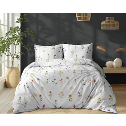 Pościel bawełniana biała w polne kwiaty POK-491