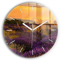 Zegar ścienny dekoracyjny cichy Łąka lawendowa Francja fi30
