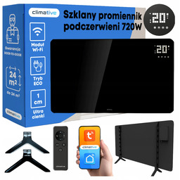 Szklany promiennik na podczerwień panelowy PrimeHeat 720W WiFi