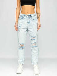 Błękitne spodnie jeansowe damskie mom fit Denley WL2102