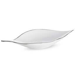 Eurofirany Patera ceramiczna 40x18x7 Abbi 3 biała srebrna