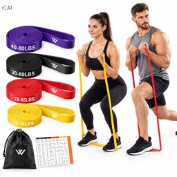 Zestaw 4 Gum Oporowych do Ćwiczeń Taśmy Fitness