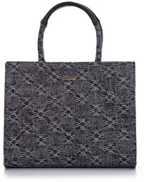Torebka kuferek dżinsowa w monogram szara