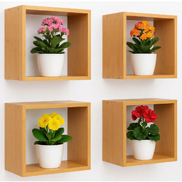 Elior Kwadratowe półki ścienne na kwiaty olcha P9-G42