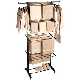 Suszarka na pranie metalowa czarna pionowa na kółkach