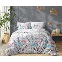 Pościel bawełniana biała w kolorowe kwiaty POK-500