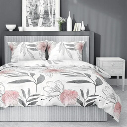 Pościel satynowa 220x200 Home Satin 126 biała szara