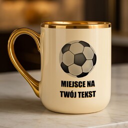 Kubek ceramiczny ze złotym rantem i uchem