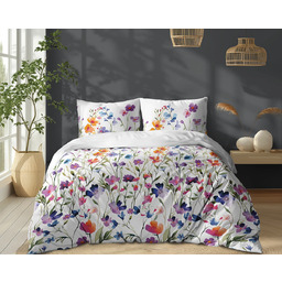 Pościel bawełniana biała w polne kwiaty POK-502