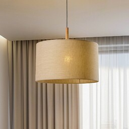 TK Lighting Żyrandol Deva Nature, 1-punktowa, tekstylny klosz