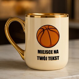 Kubek ceramiczny ze złotym rantem i uchem