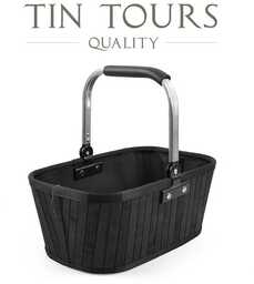 CZARNY BAMBUSOWY KOSZYK ZE SKŁADANYM UCHWYTEM 33x22x14/31 cm