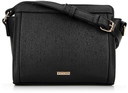 Damska torebka crossbody saffiano czarna ze złotym logo