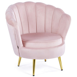 Fotel muszelka ELIF Glamour Welur Różowy #39 Nogi