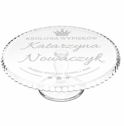 Patera szklana do ciasta z grawerem dla niej