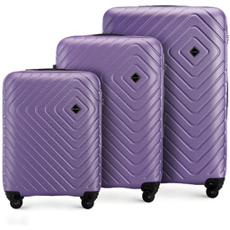 Zestaw walizek z ABS-u z geometrycznym tłoczeniem fioletowy