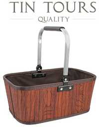 BRĄZOWY BAMBUSOWY KOSZYK ZE SKŁADANYM UCHWYTEM 39x24x16/37 cm