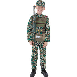 Camouflage Military Boy Costume, Green, with Top, Trousers