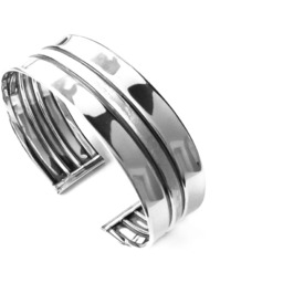 Srebrna bransoletka sztywna szeroka z paskiem pr925