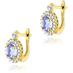 Złote kolczyki K0312 Tanzanit 2 x 0,40ct żółte