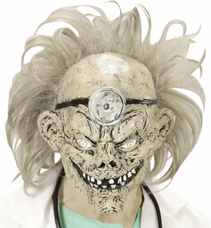Maska Zombie Doktor z włosami - 1 szt.
