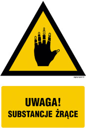 JA010 OSTRZEŻENIE PRZED SUBSTANCJAMI ŻRĄCYMI, FN - FOLIA