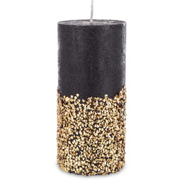 Pl Świeca Walec Średni Diament Czarny Złoto