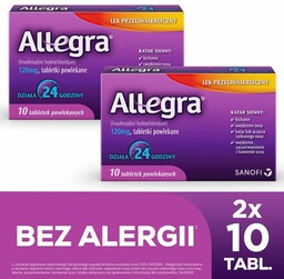 Allegra 120 mg Tabletki na alergię, 10 tabletek