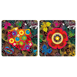 Podkładki korkowe Polska folk zestaw 2 szt. kwiaty