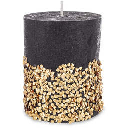 Pl Świeca Walec Mały Diament Czarny Złoto