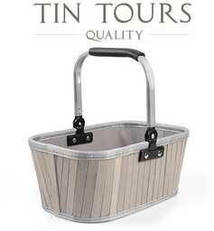 SZARY BAMBUSOWY KOSZYK ZE SKŁADANYM UCHWYTEM 33x22x14/31 cm