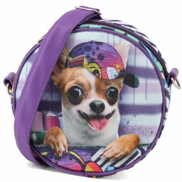 Krazymals Chihuahua -Okrągła Torebka, Liliowa, 18 x 18