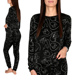 Myszka Minnie DWUCZĘŚCIOWA piżama damska, WELUROWA CIEPŁA piżamka