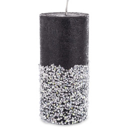 Pl Świeca Walec Średni Diament Czarny Srebro