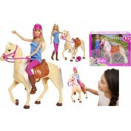 Lalka Barbie blondynka z kaskiem koń konik podstawowy