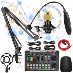 F998 Sound Card BM800 Mikrofon Zestaw Streaming Karaoke
