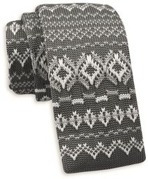 Szary Dziergany, Męski Krawat Knit, 5,5 cm -Alties-