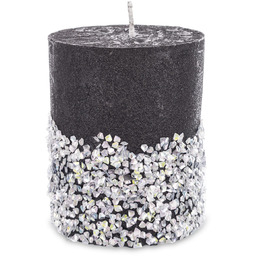 Pl Świeca Walec Mały Diament Czarny Srebro