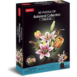CubicFun 660871 Puzzle 3D, kwiaty, tulipan i lilia