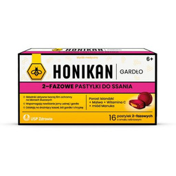 HONIKAN GARDŁO 2-fazowe pastylki do ssania o smaku