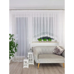Komplet balkonowy, firany z woalu zdobione haftem 250cm,