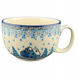 Filiżanka duża 350 ml Unikat Domki zima dek.