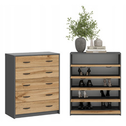 Szafka Na Buty,komoda 5K Antracyt Dąb Wotan