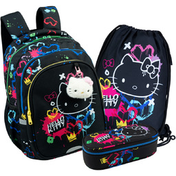 ZESTAW 3 CZĘŚCI HELLO KITTY PLECAK WOREK SASZETKA