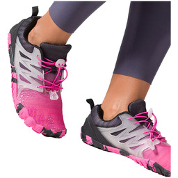 Fuksjowe buty sportowe barefoot damskie szerokie czarne wstawki
