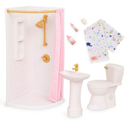 Łazienka z wyposażeniem zestaw mebli dla lalki Sweet