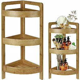 Regał Bambusowy Narożny 3 Poziomy Półki Bambus szafa