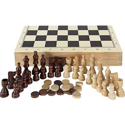 Aquamarine Games CP1070 szachy warcaby backgammon, orzech brązowy,